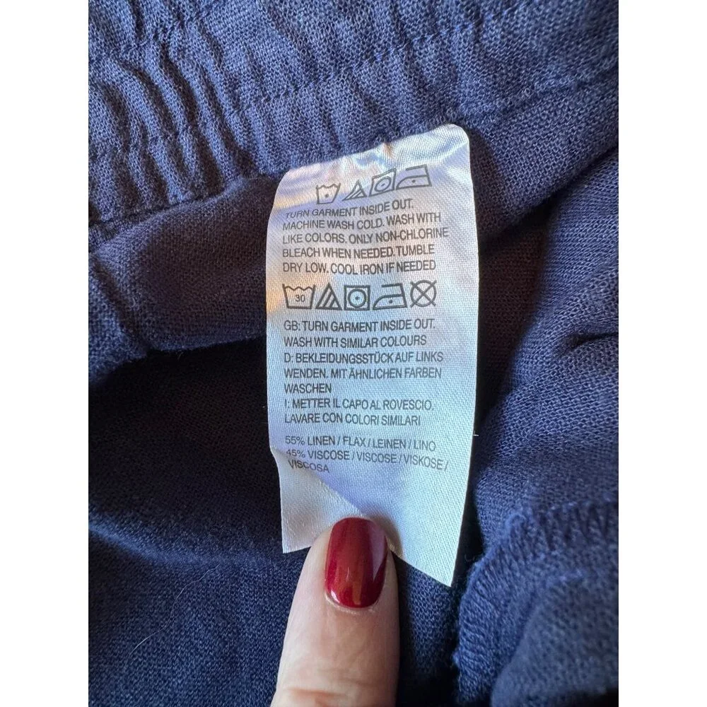 Naturals D&Co Blue Wide Leg Linen Blend Pull On High Rise Pants 3X NWT - Picture 8 of 10